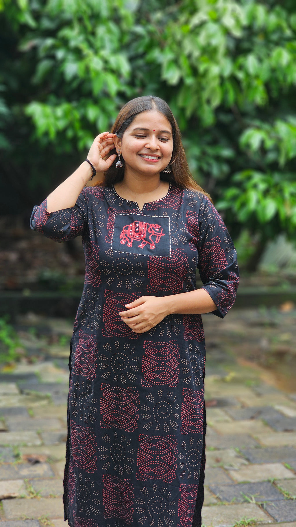 Black Printed Kurta  - KM209