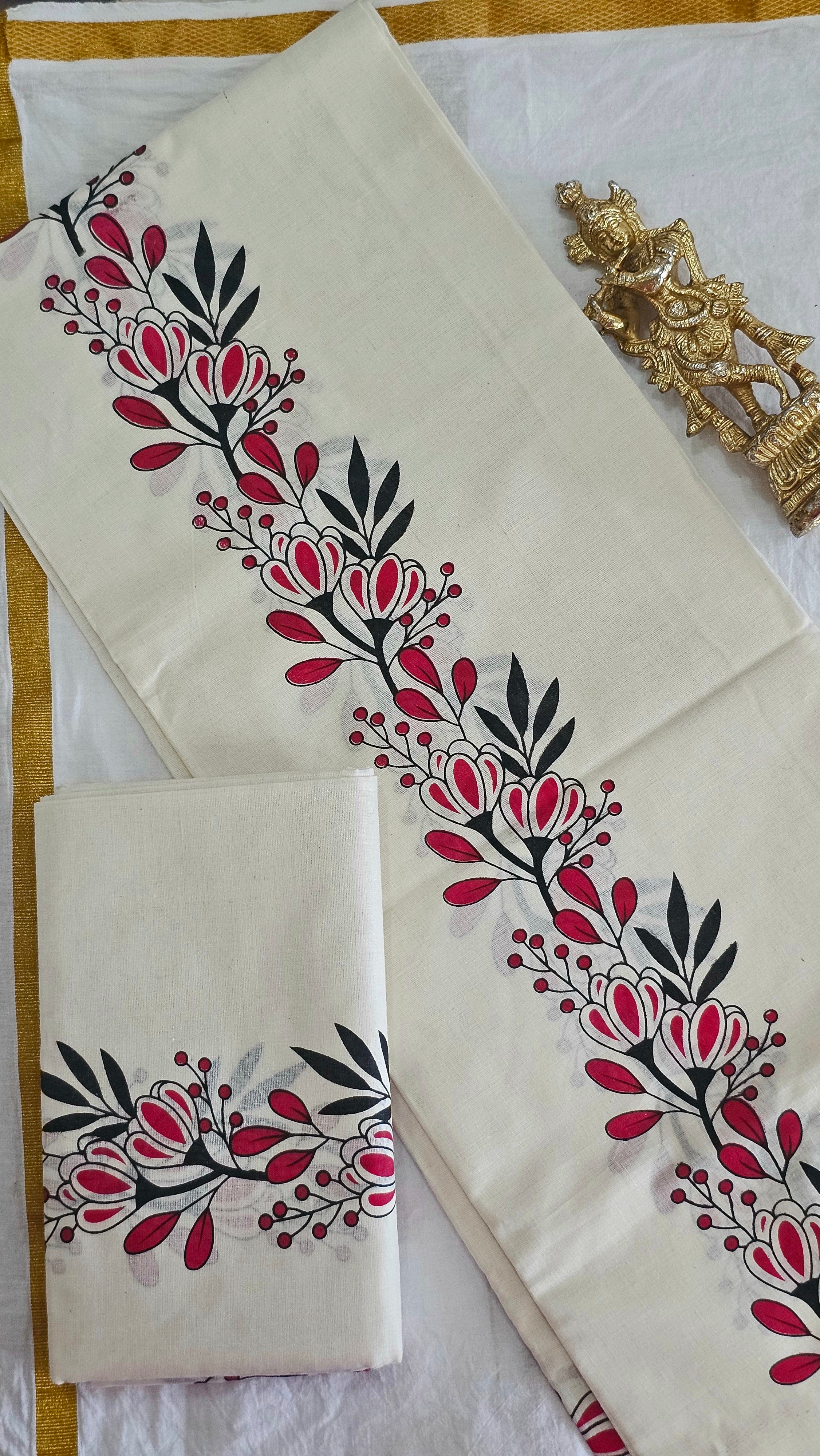 Cotton Floral digital print Set Mundu with blouse piece - KM301