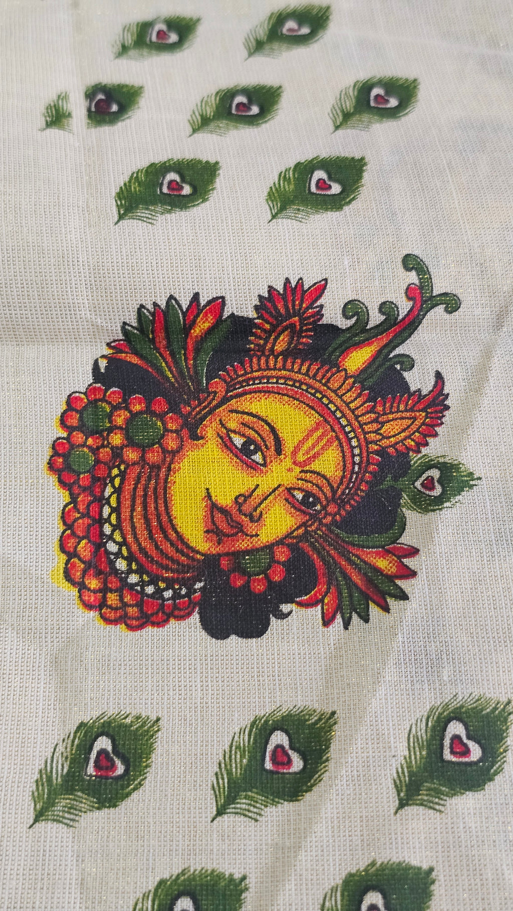 Krishna & Mayilpeeli Set mundu with blouse piece - KM306