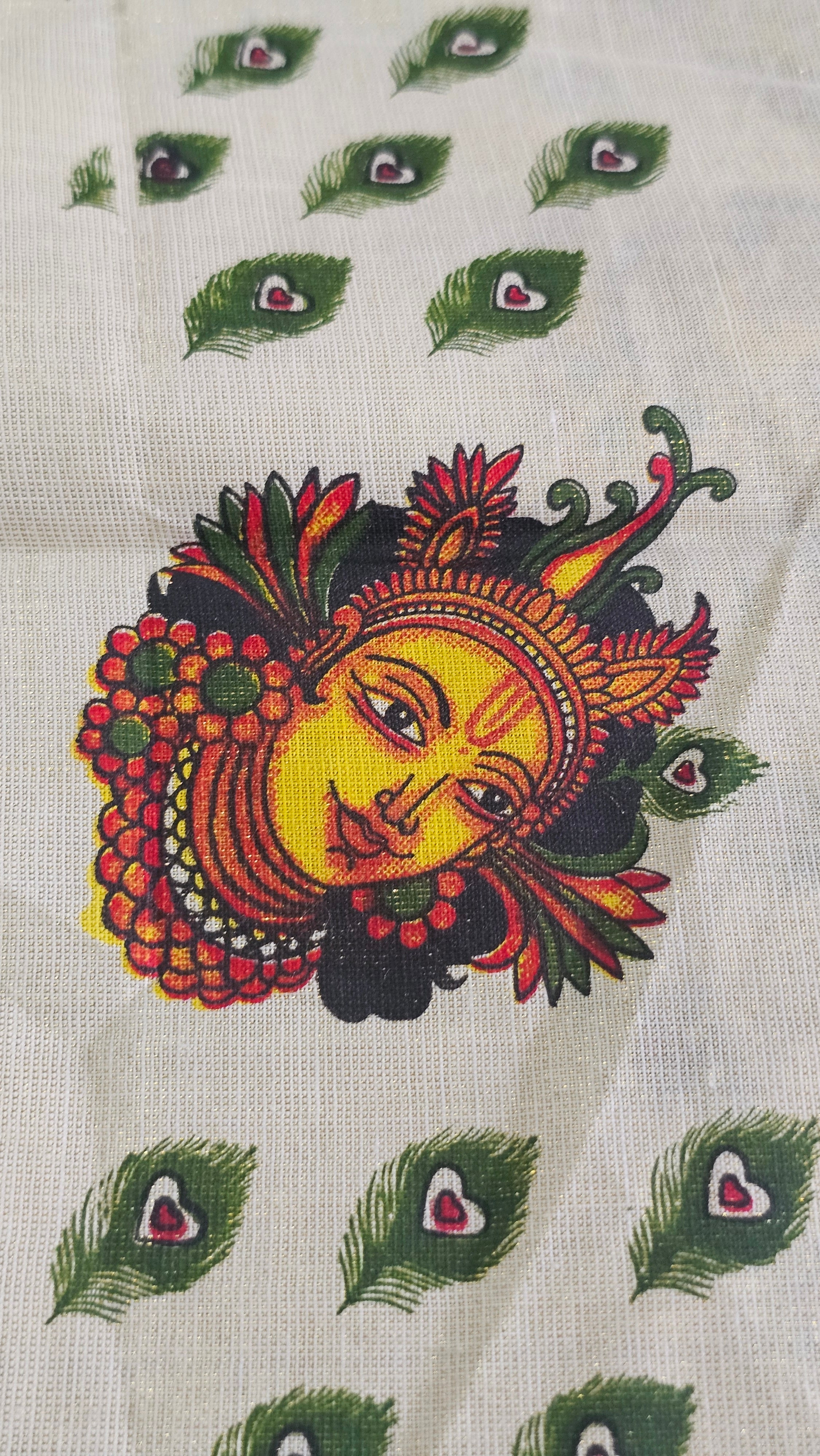 Krishna & Mayilpeeli Set mundu with blouse piece - KM306