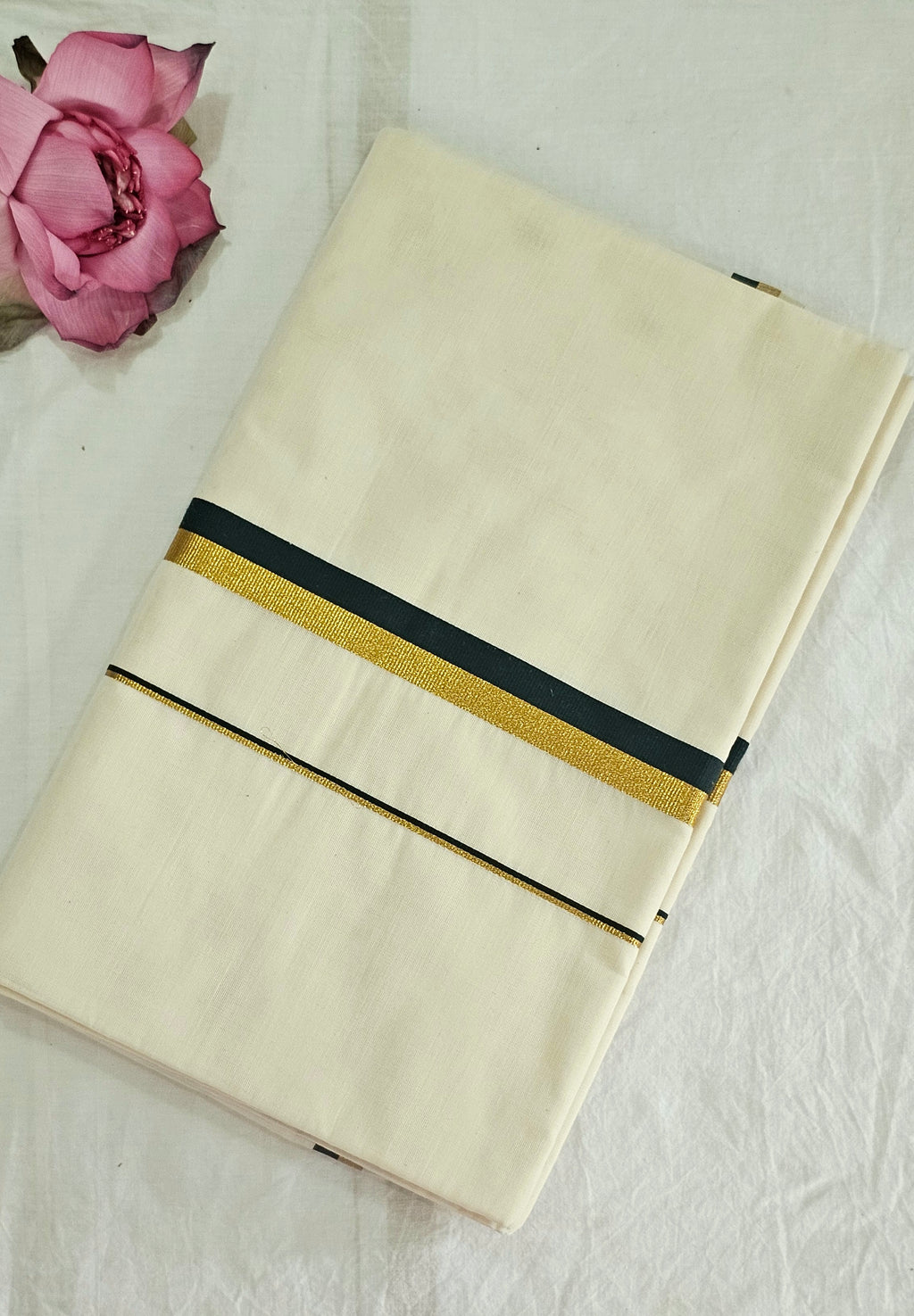 Puliyilakkara-kasavu cotton set saree - KM314