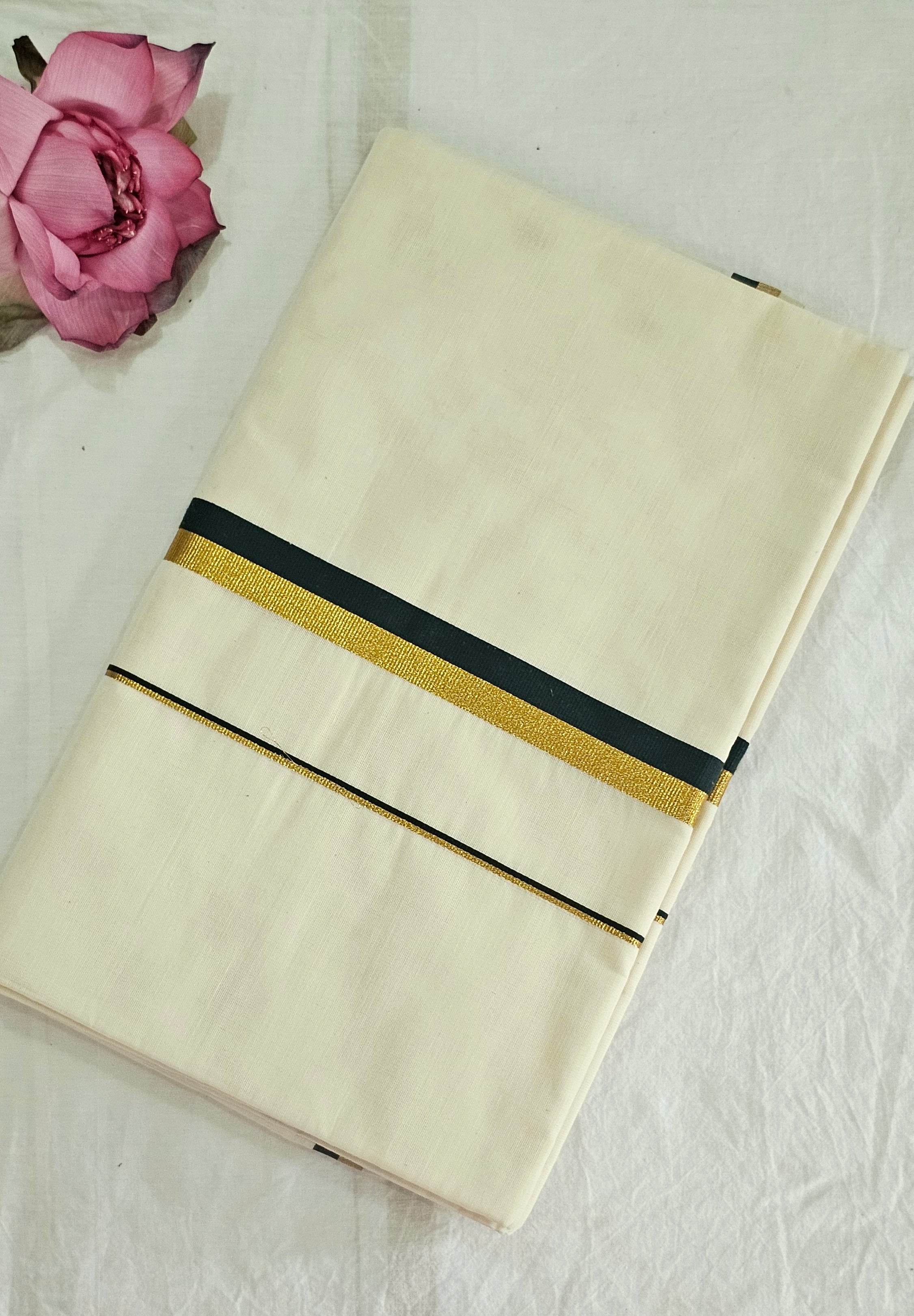 Puliyilakkara-kasavu cotton set saree - KM314