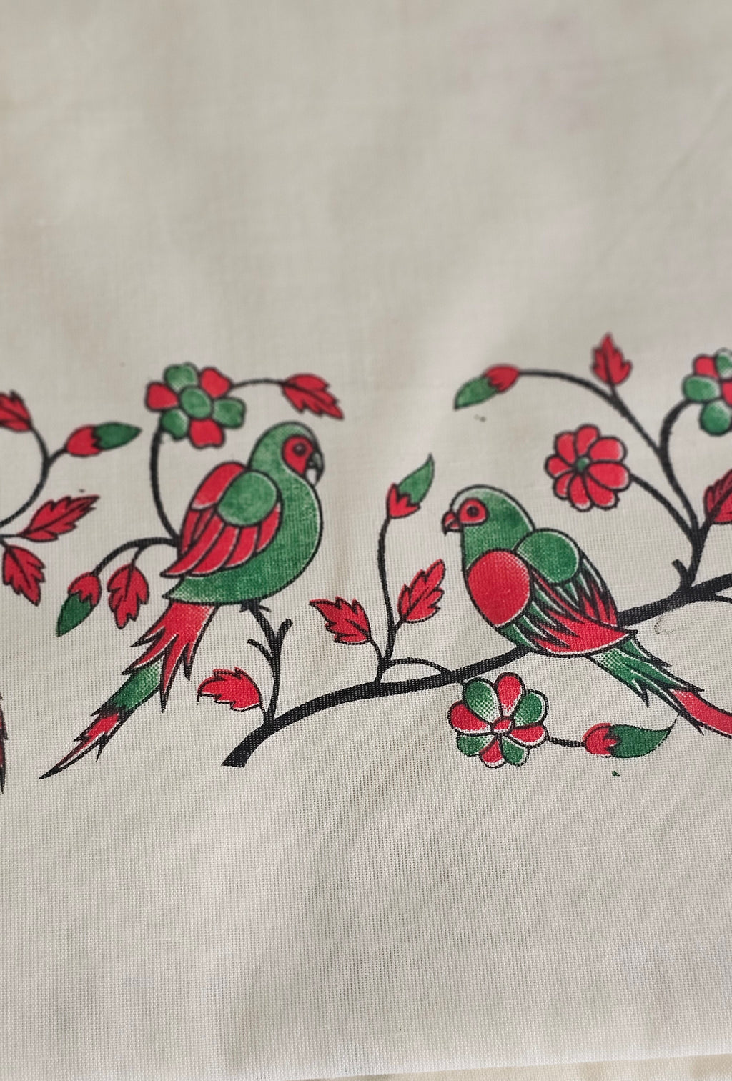 Parrot prints cotton set saree with blouse piece - KM315