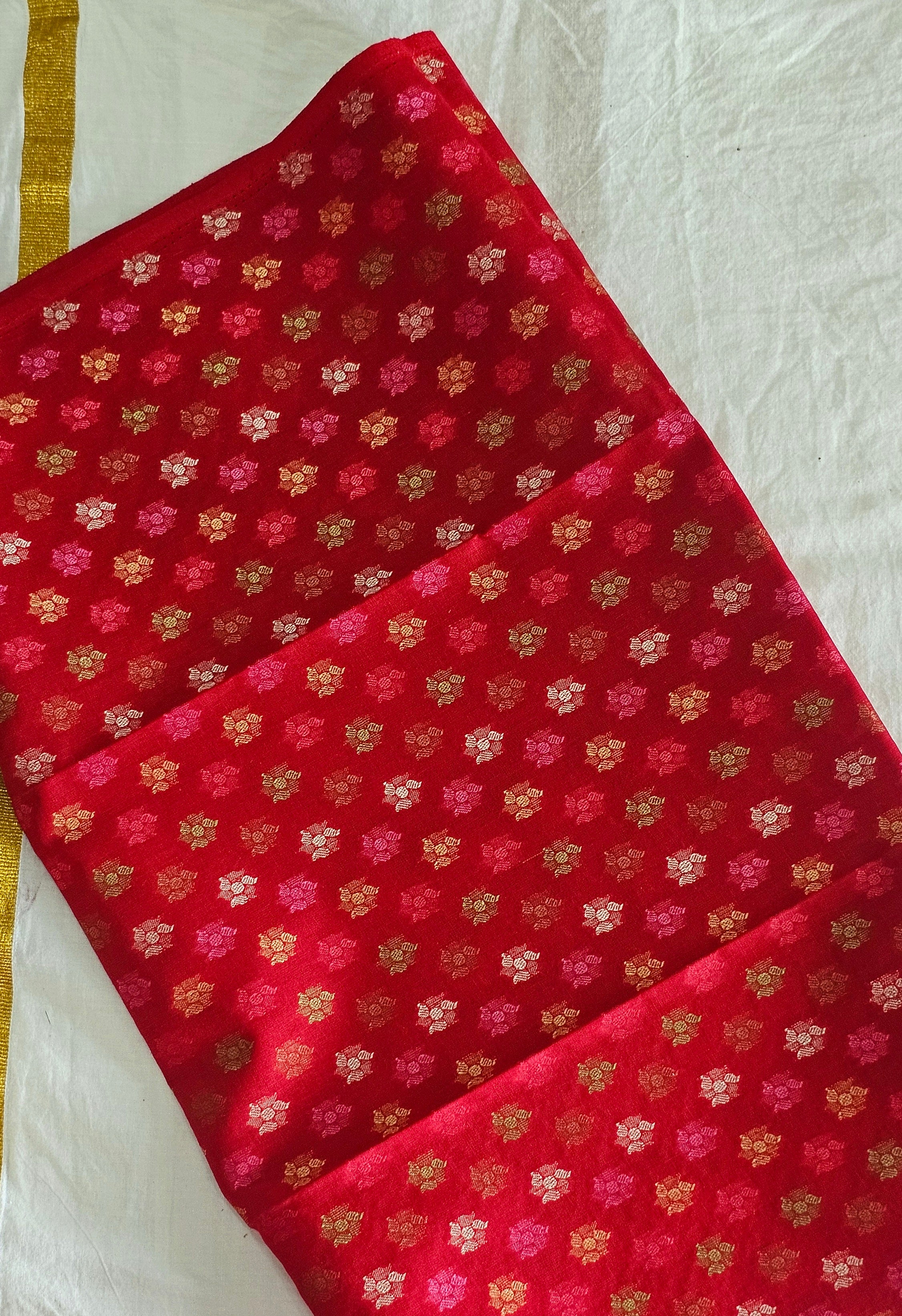Parrot prints cotton set saree with blouse piece - KM315