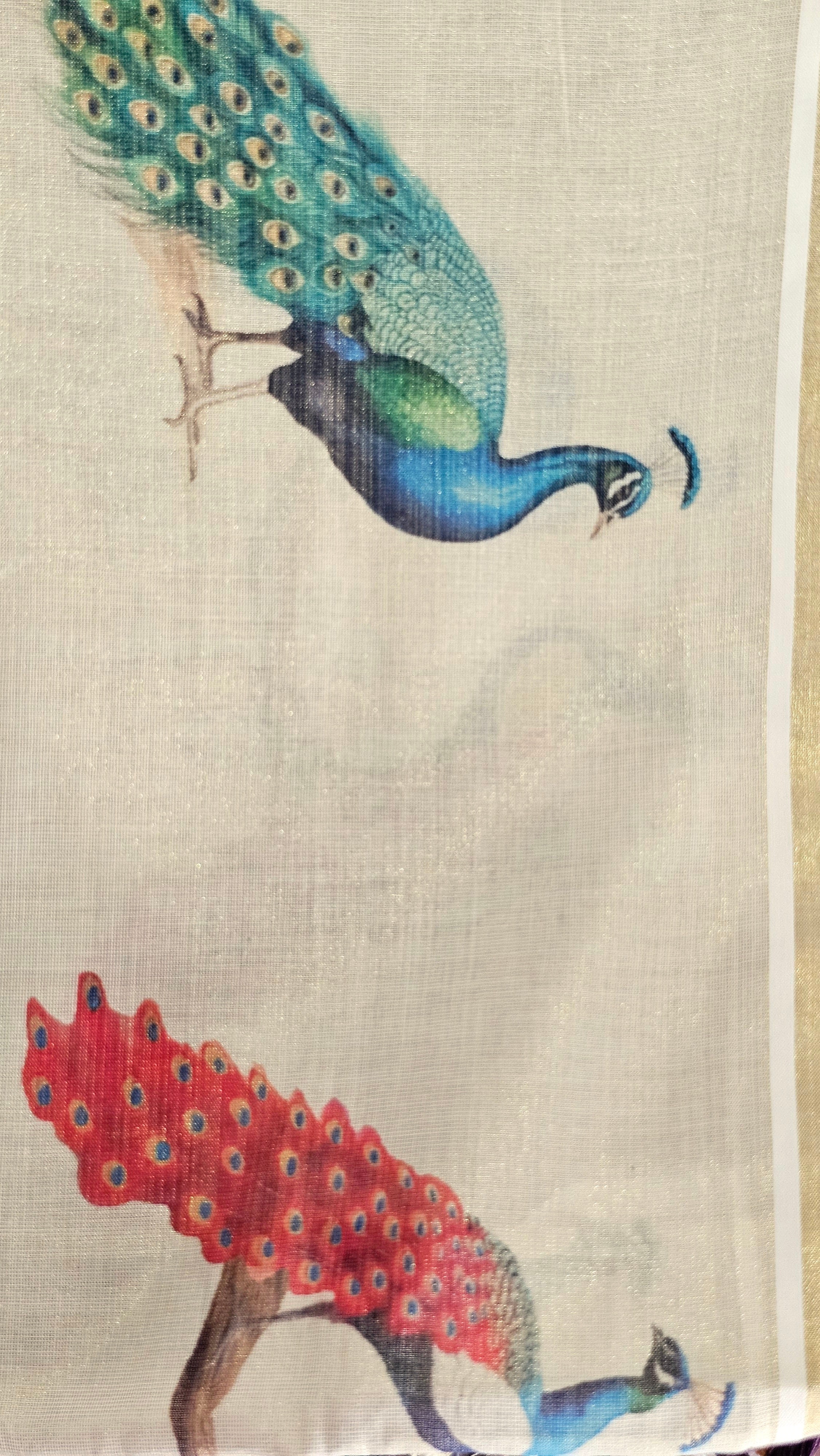 Peacock design Kerala tissue set saree with tassels - KM320