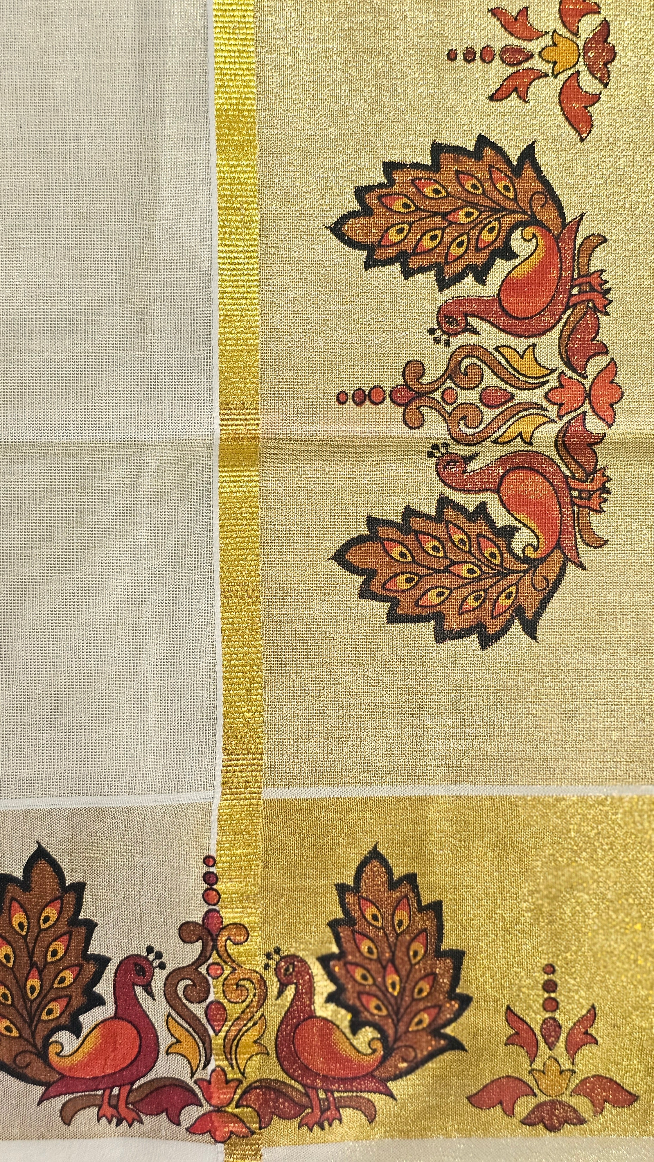 Peacock motif kasavu set saree - KM321