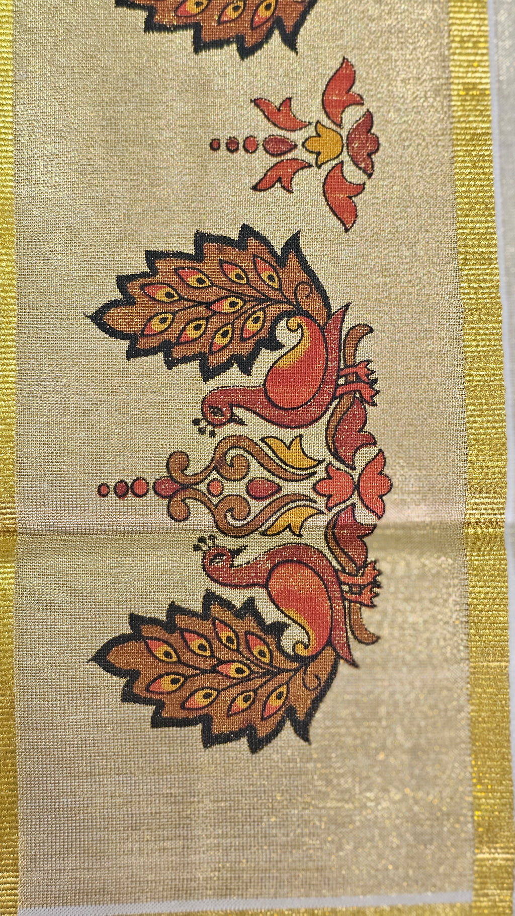 Peacock motif kasavu set saree - KM321