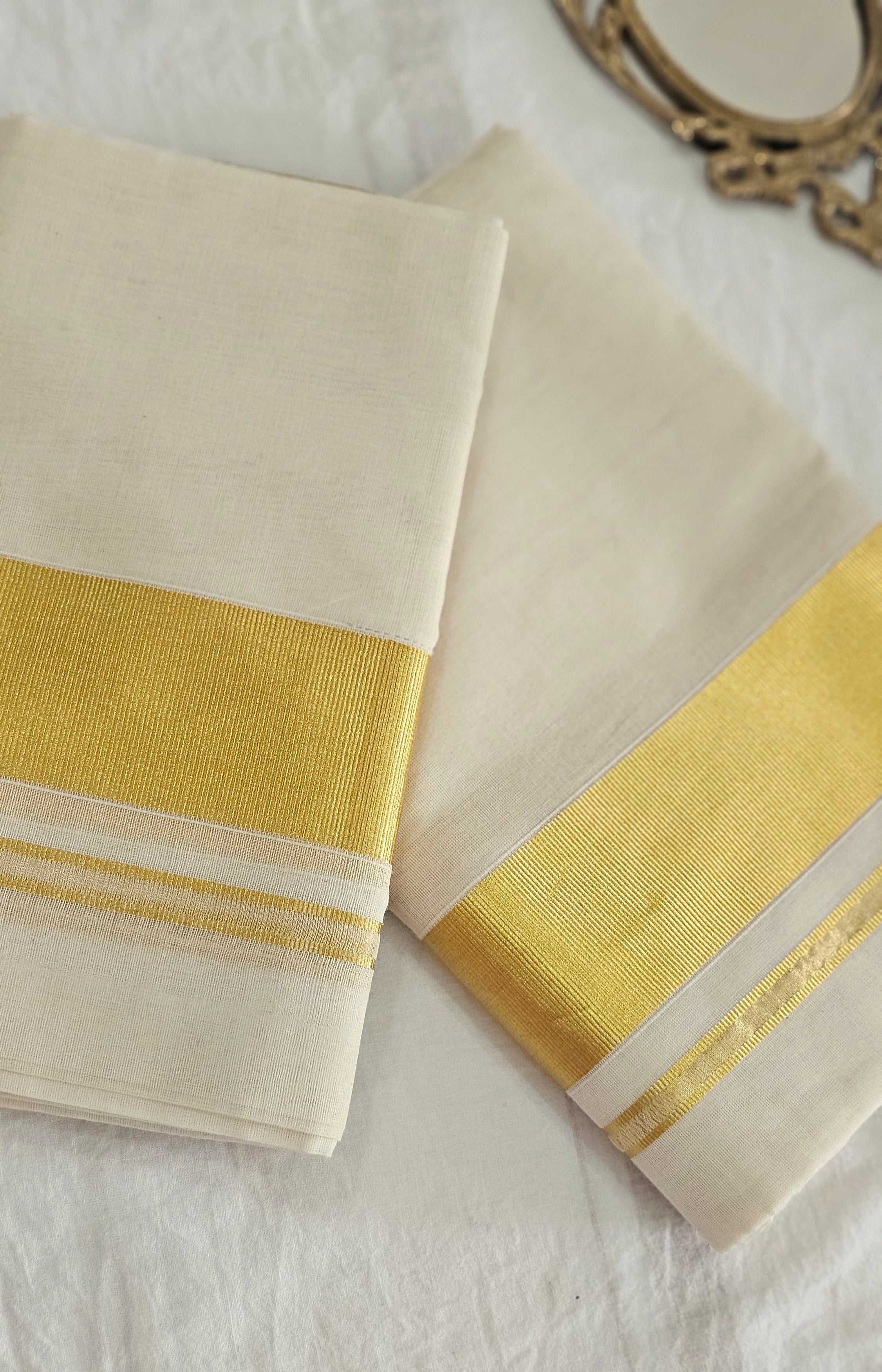 Balaramapuram pure handloom plain set mundu with rich kasavu - KM313