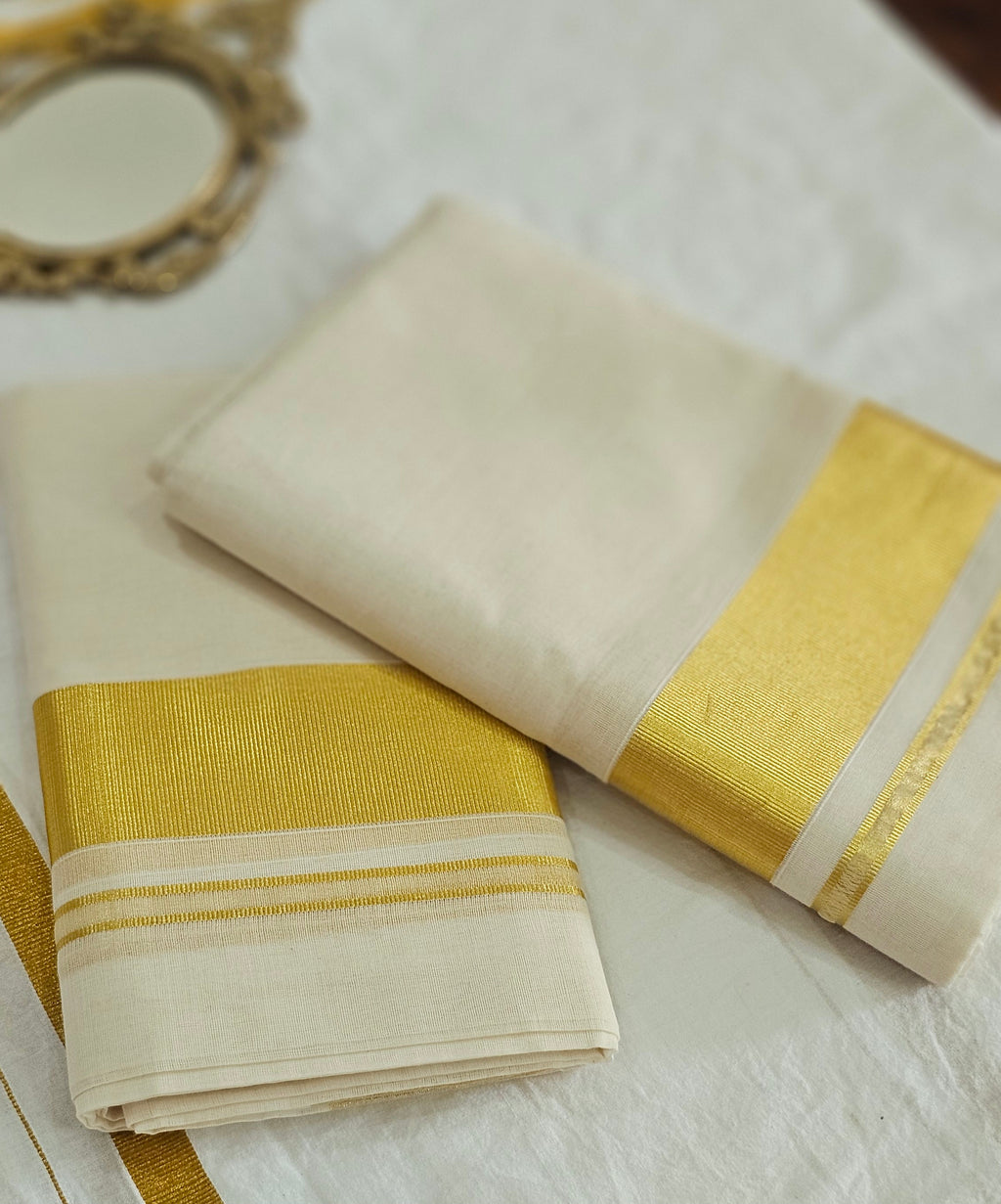 Balaramapuram pure handloom plain set mundu with rich kasavu - KM313