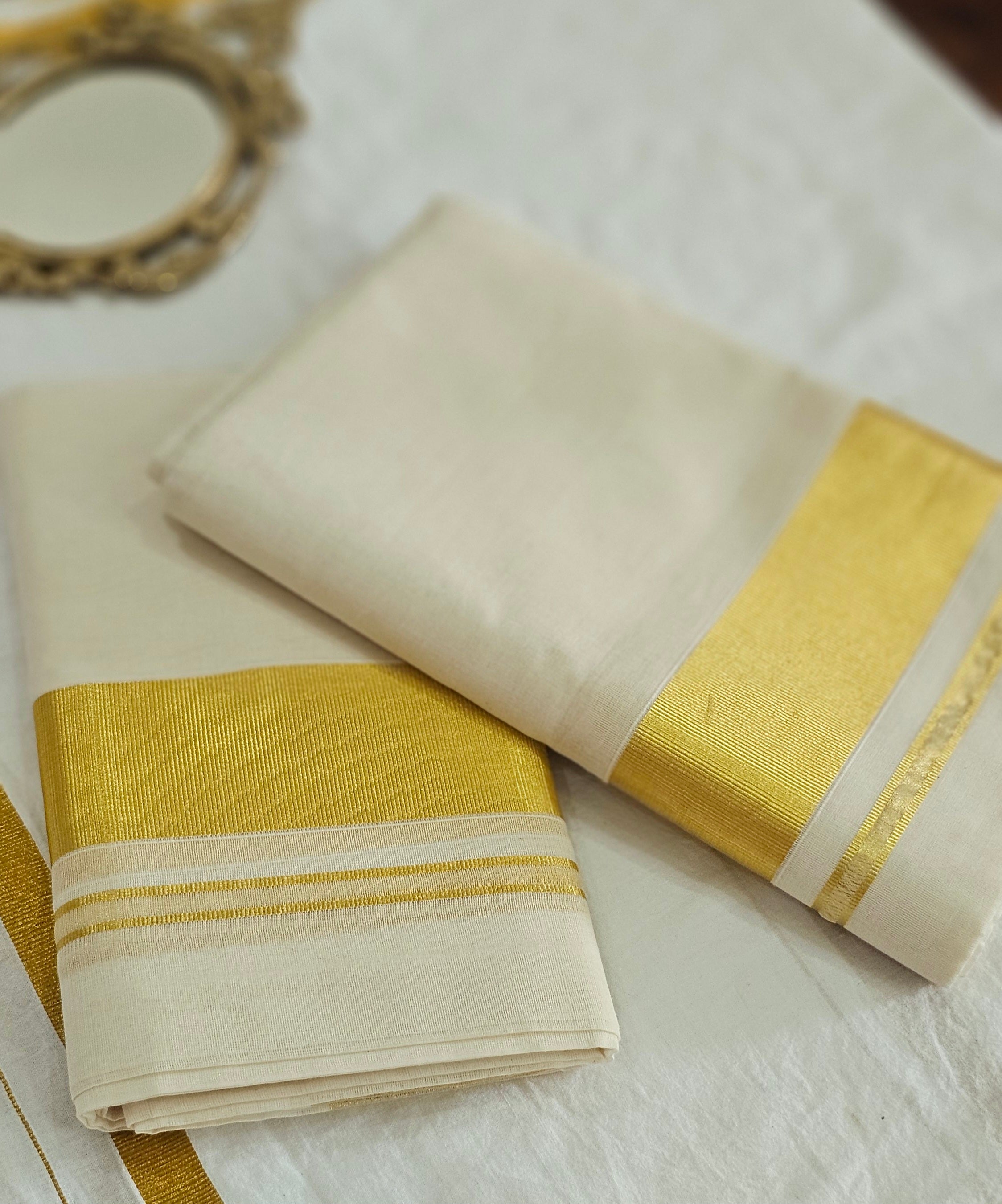 Balaramapuram pure handloom plain set mundu with rich kasavu - KM313