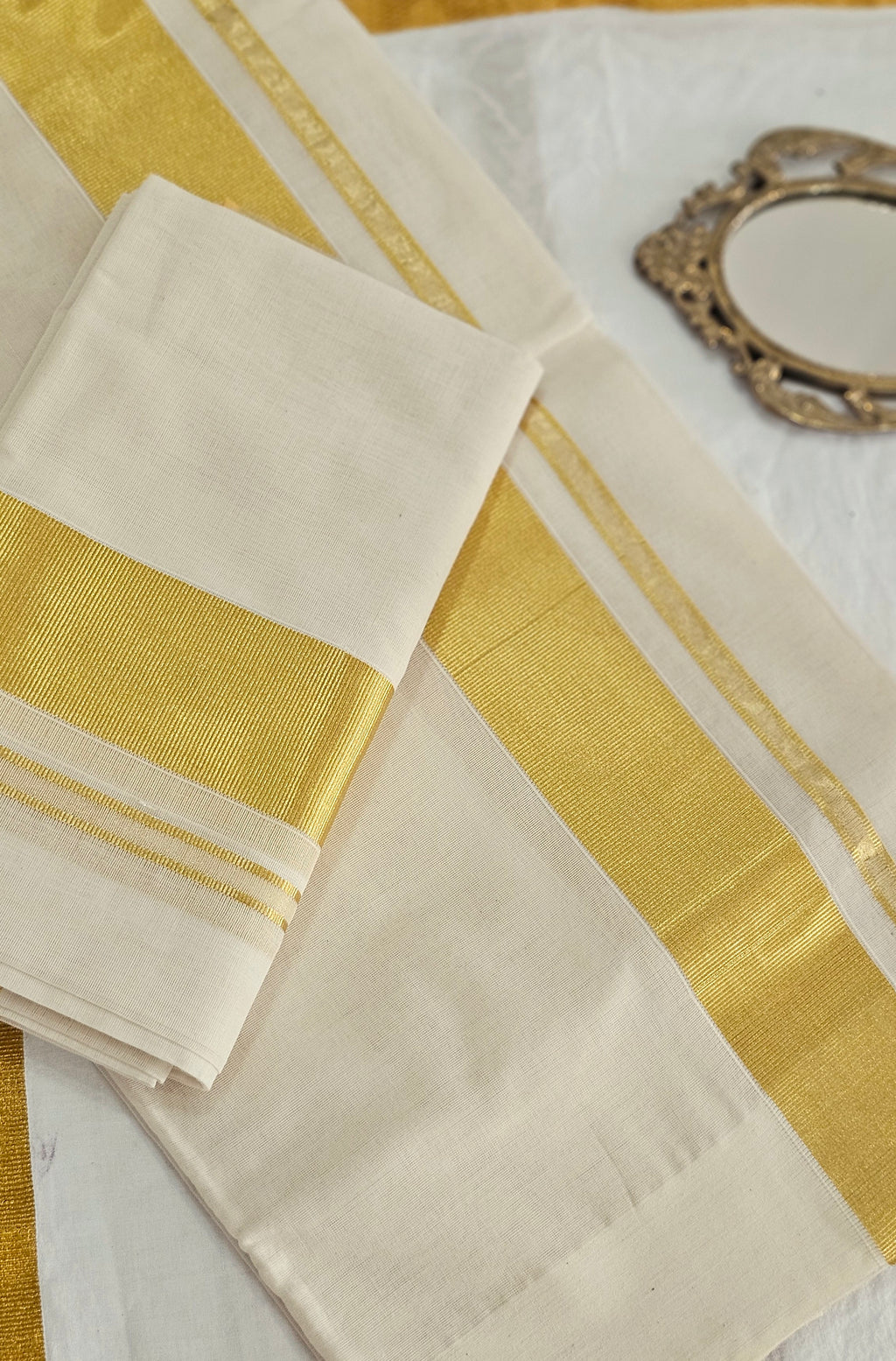 Balaramapuram pure handloom plain set mundu with rich kasavu - KM313