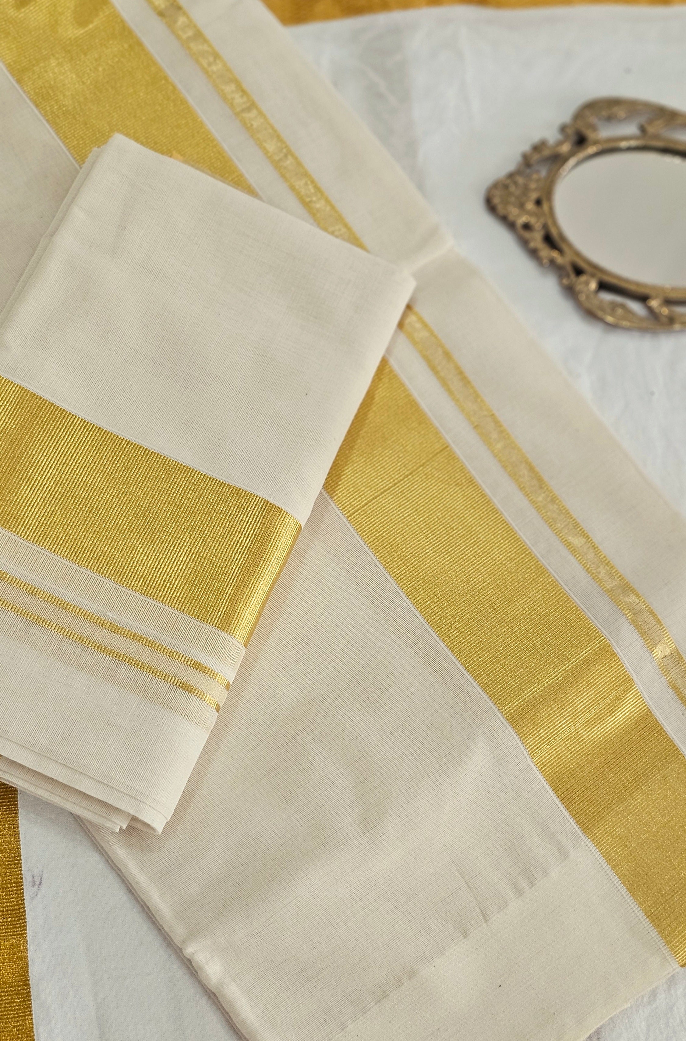 Balaramapuram pure handloom plain set mundu with rich kasavu - KM313