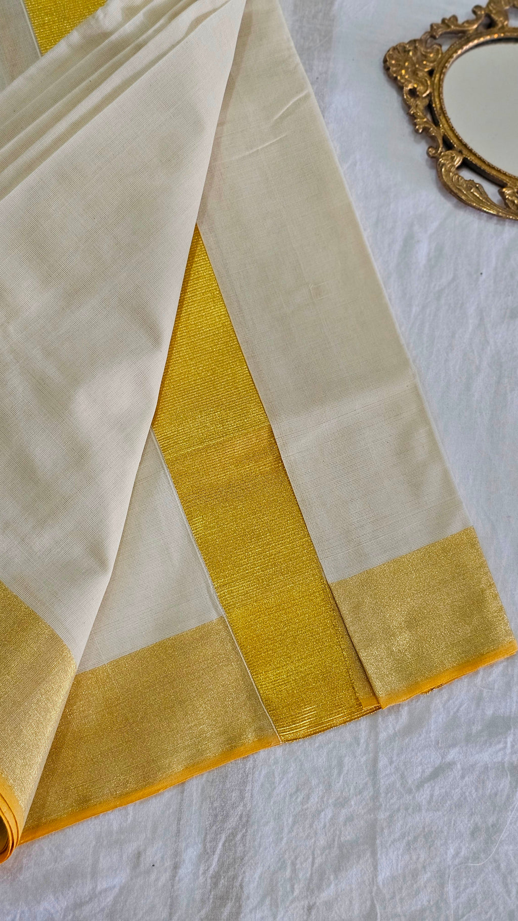 Balaramapuram pure handloom plain set mundu with rich kasavu - KM313