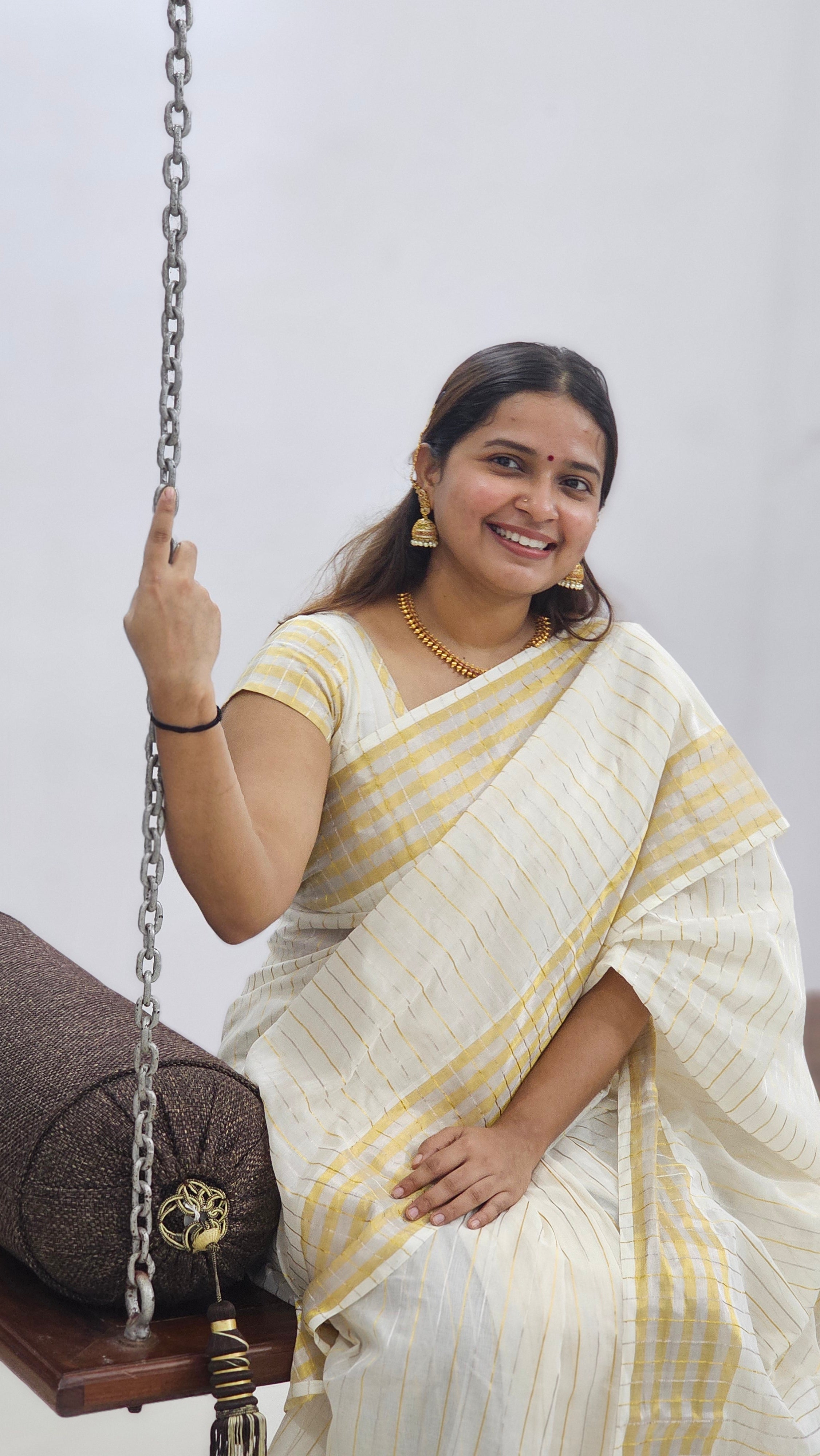 Balaramapuram Pure handloom set saree with silver and gold kasavu - KM326