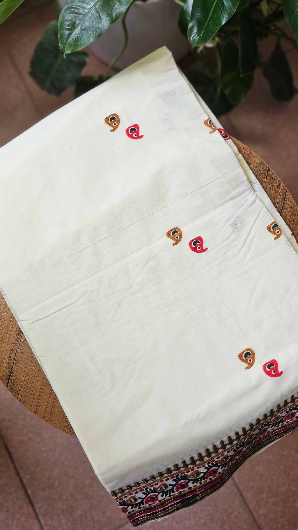 Multicolor printed cotton saree with blouse - KM427