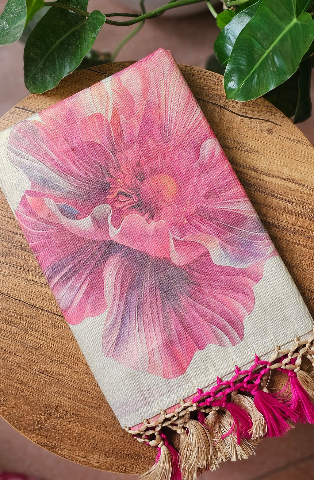Pink floral digital printed tissue saree - KM331