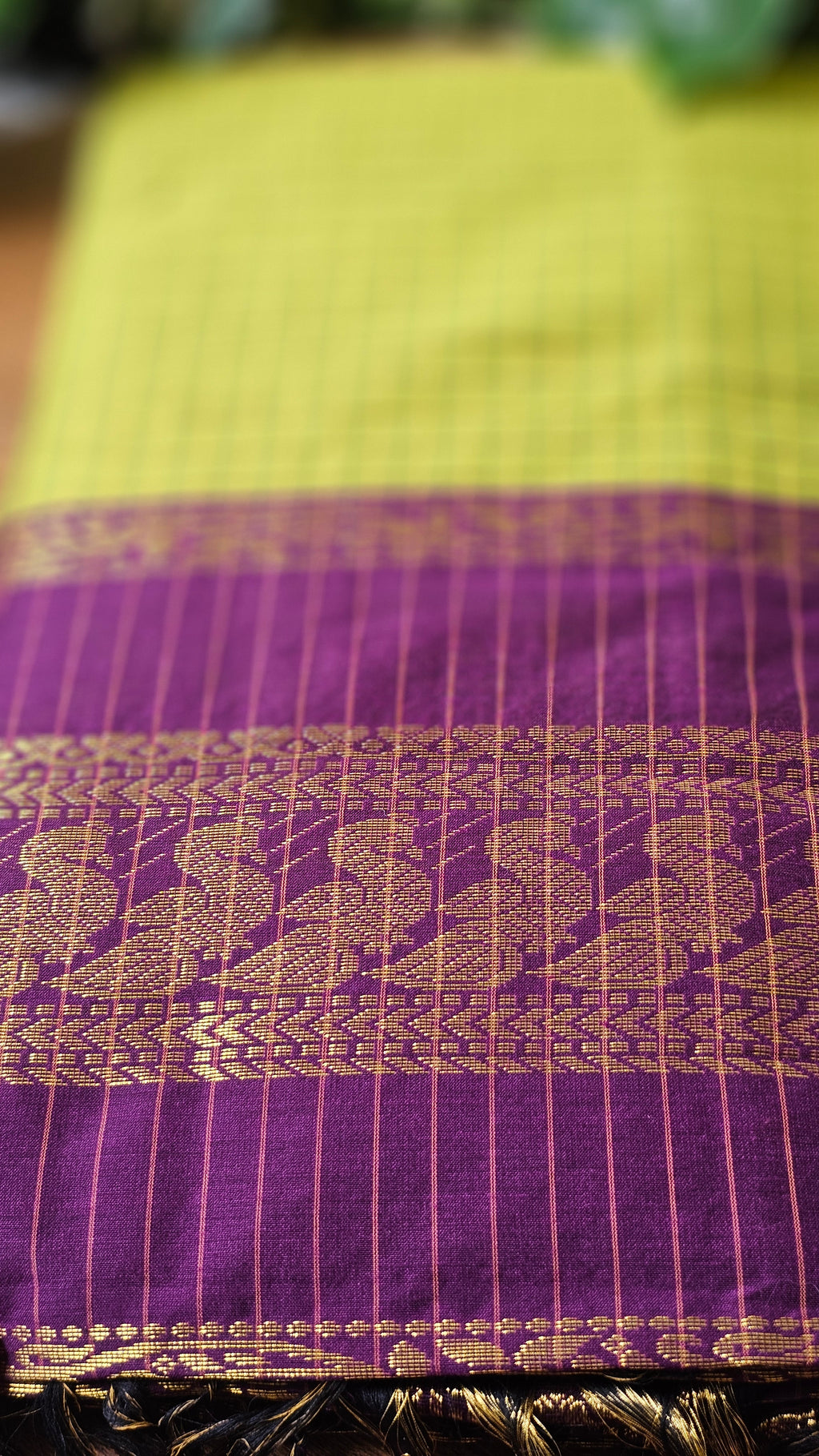 Green Checked Kalyani Cotton Saree- KM335