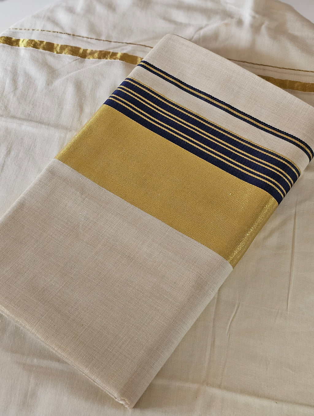 Blue border rich kasavu tissue saree - KM 416