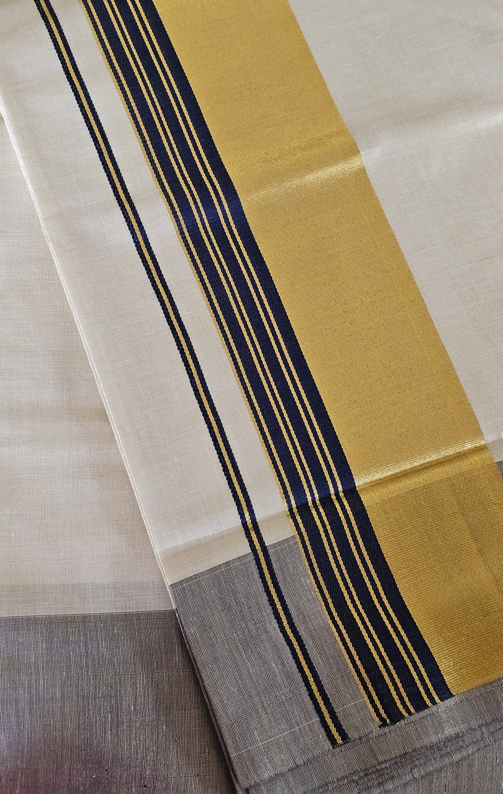 Blue border rich kasavu tissue saree - KM 416