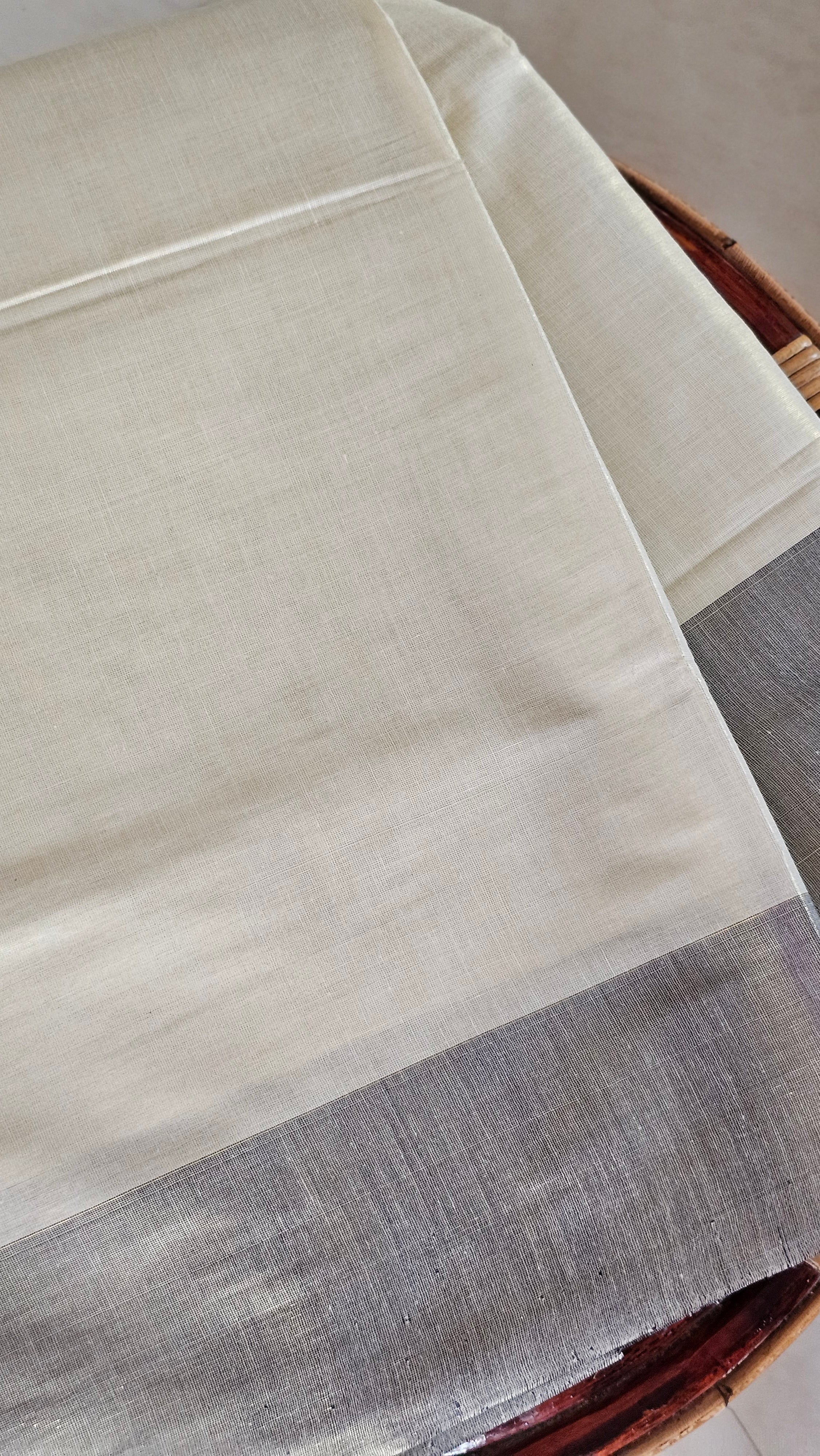 Blue border rich kasavu tissue saree - KM 416
