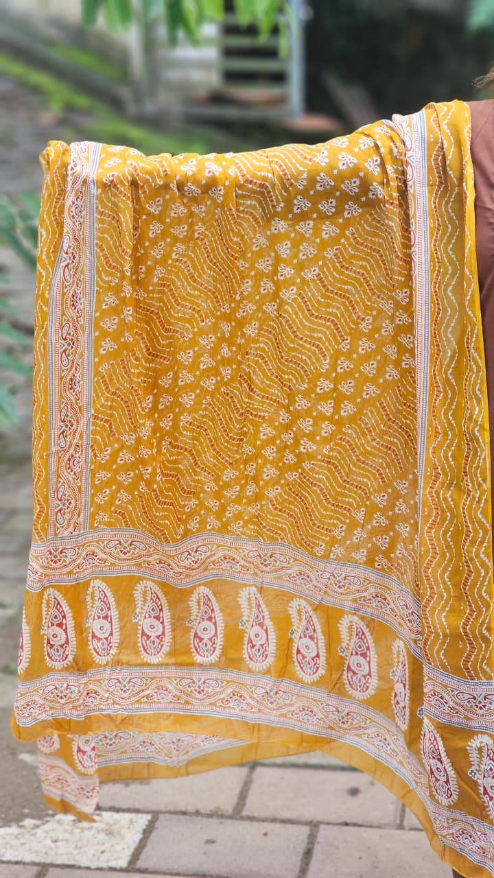 Brown Embroidered Kurta Set with Mustard Dupatta-KM127