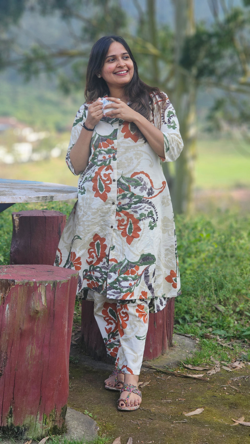 Floral Printed Cotton Co-ord Set -KM104