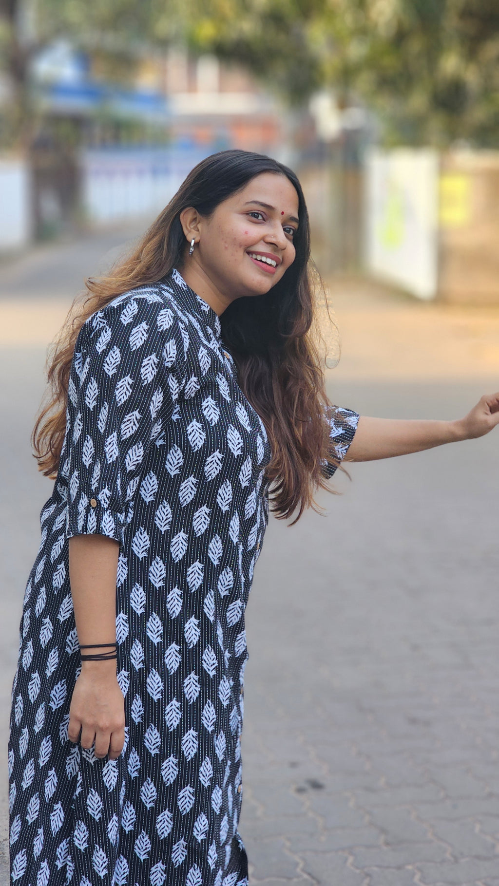 Black Printed Cotton Kurta -KM102
