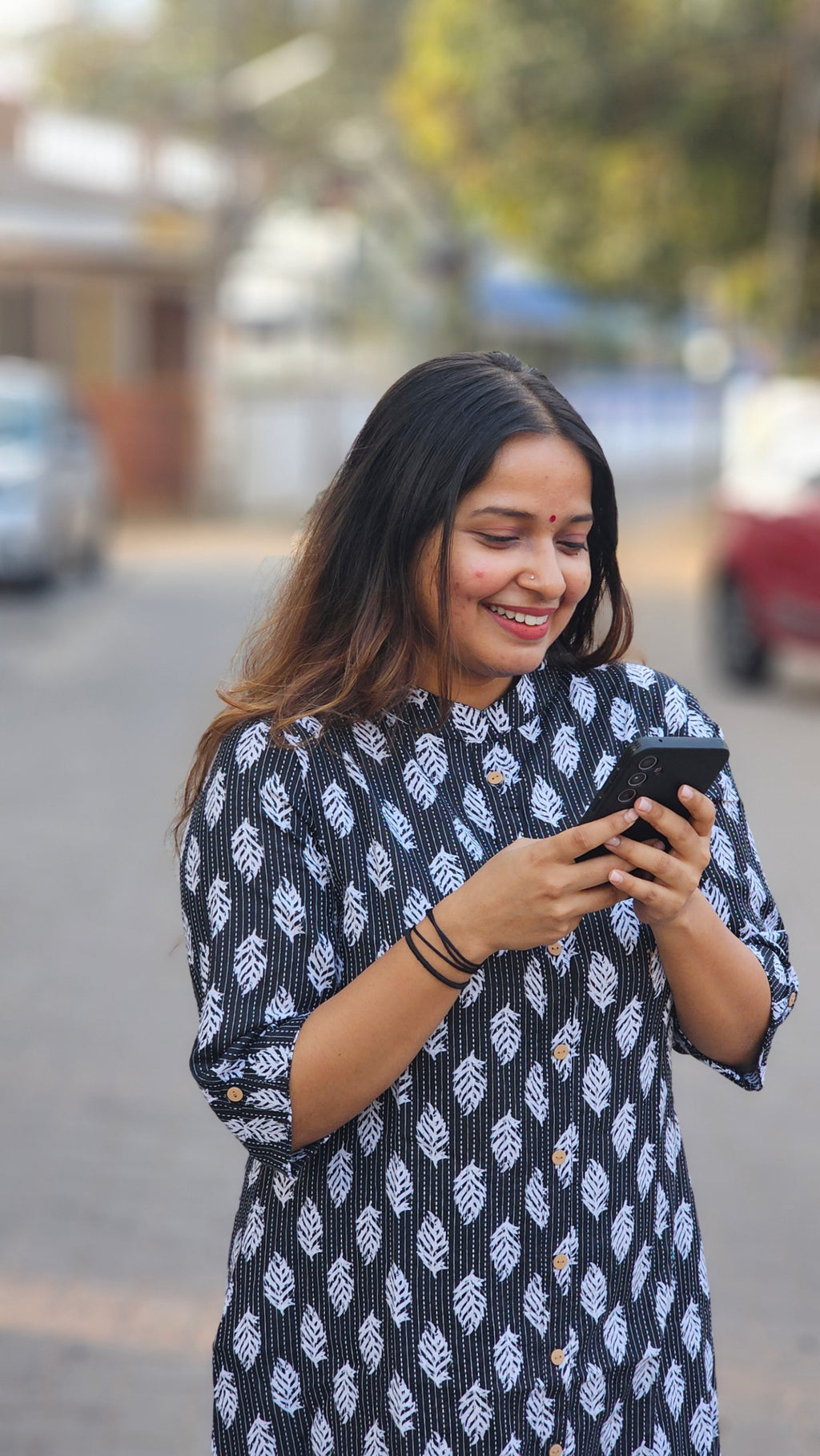 Black Printed Cotton Kurta -KM102